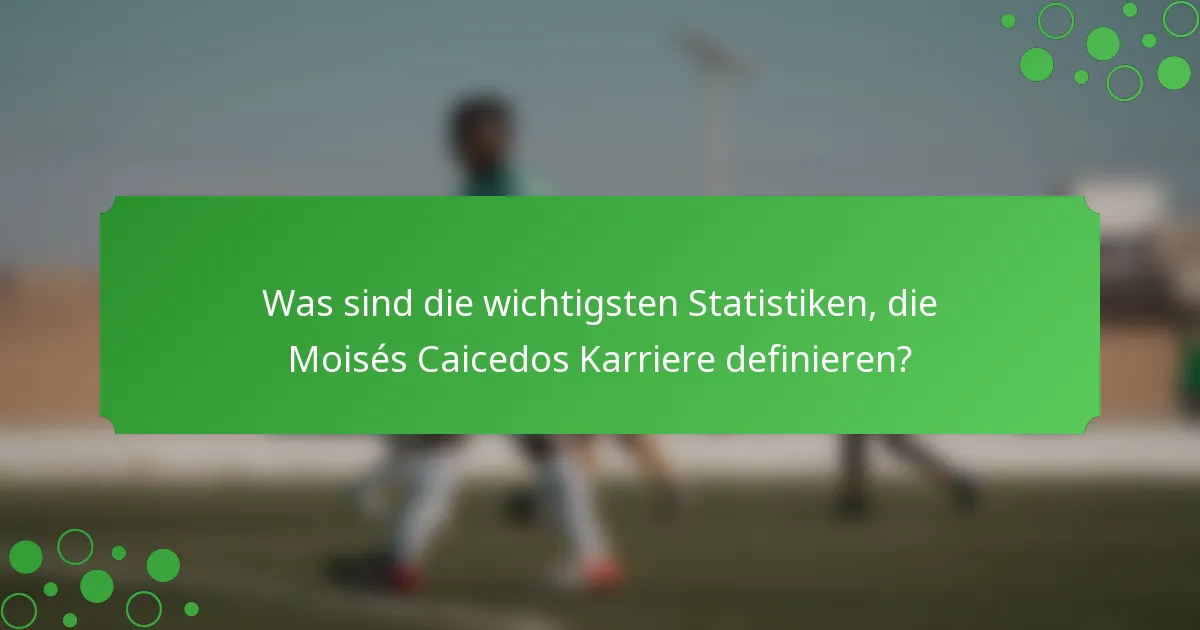 Was sind die wichtigsten Statistiken, die Moisés Caicedos Karriere definieren?