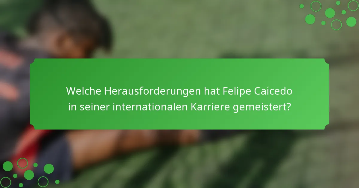 Welche Herausforderungen hat Felipe Caicedo in seiner internationalen Karriere gemeistert?