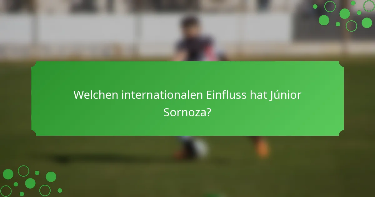 Welchen internationalen Einfluss hat Júnior Sornoza?