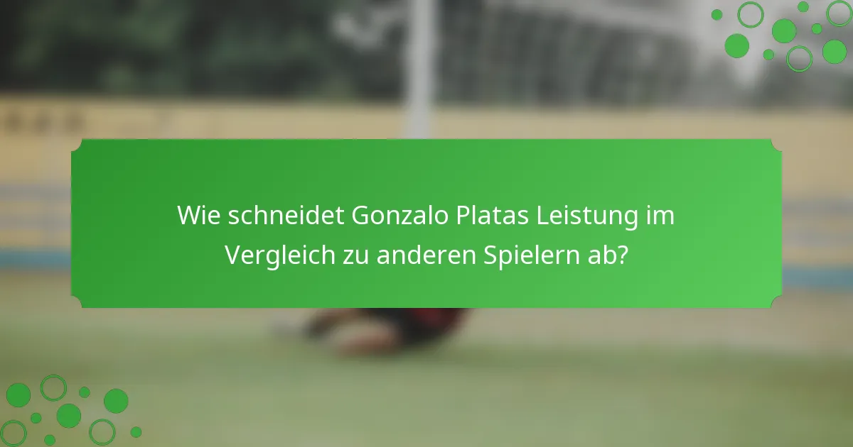 Wie schneidet Gonzalo Platas Leistung im Vergleich zu anderen Spielern ab?