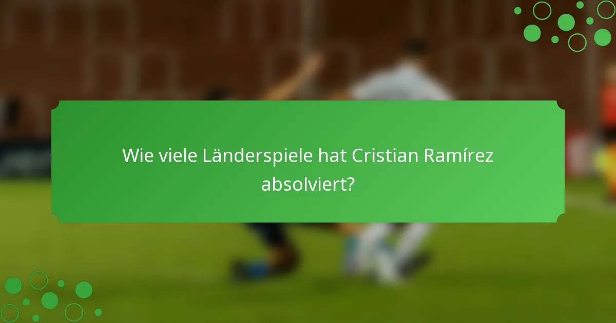 Wie viele Länderspiele hat Cristian Ramírez absolviert?